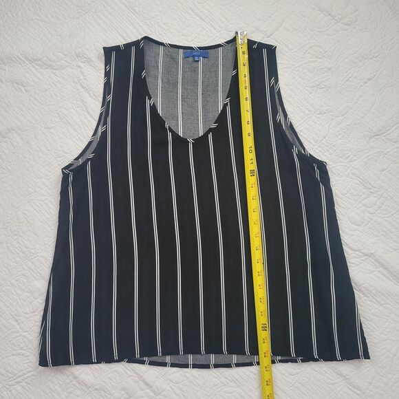 Apt 9 Double Pin Stripe Tank Top Black White XL - Picture 4 of 7